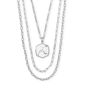 Kendra Scott Davis Silver Triple Strand Necklace in White Howlite